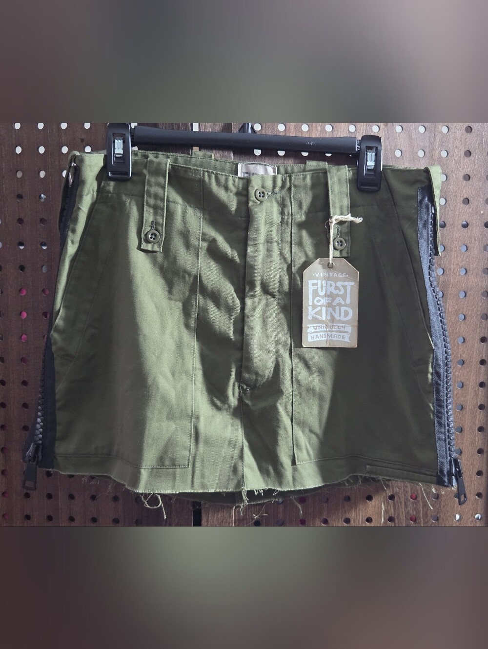NWT Furst of a Kind utility cargo mini skirt upcycled